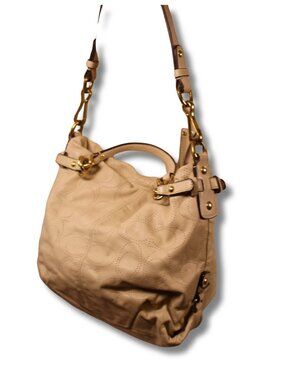 Coach Bone Leather Shoulder Bag Perforated Signature Hobo Purse F18808